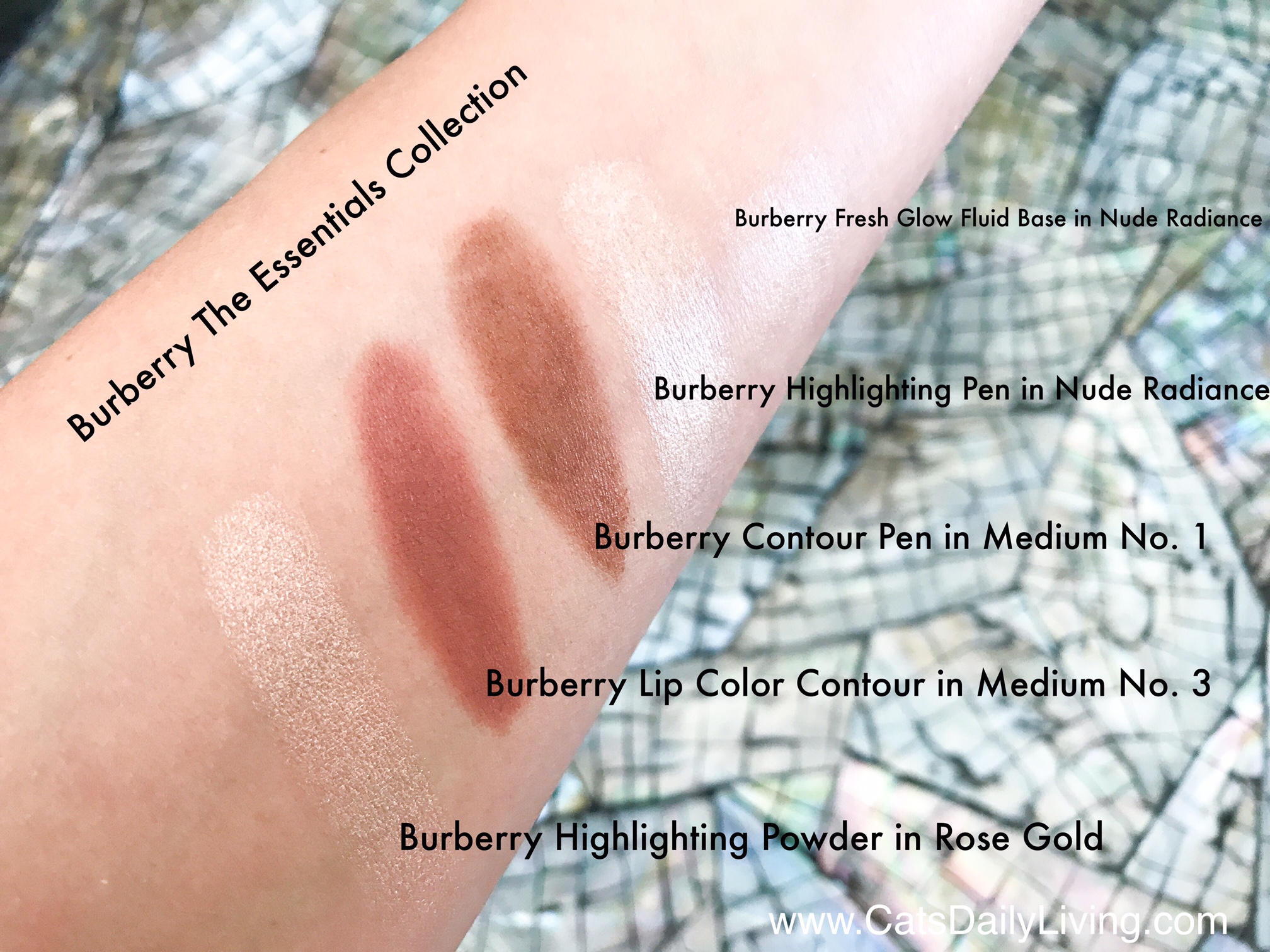 burberry lip contour swatches